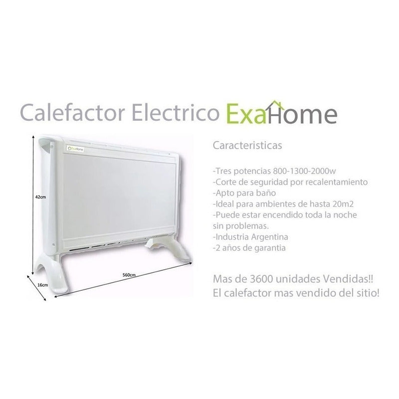 Combo 2 Calefactor + Caloventor Electrico Estufa Exahome Negro