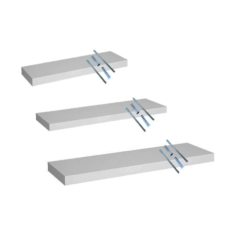 3 Estantes Flotantes Repisa Mensula Invisible 40 + 60 + 80cm Blanco
