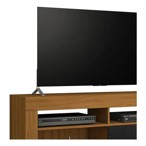 Rack Tv Premium Exahome 50 Pulgadas Mdp Puerta Corrediza Roble/negro