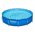 Pileta Estructural Redonda Bestway Steel Pro 56706 6473 Litros Resistente Fácil Armado Piscina Jardín Azul Liso