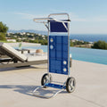 Carro Carrito Playero Mesa Porta Silla Sombrilla Playa Plega Azul