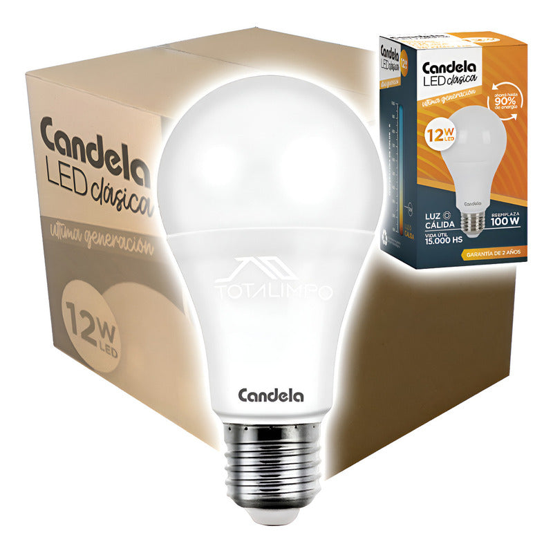 10 Lámparas Led 12w 100w Luz Cálida Candela Clásica 6521 Luz Blanco Cálido