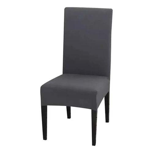 6 Fundas Elastizadas Sillas 100% Poliester Calidad Premium Color Gris Oscuro Liso