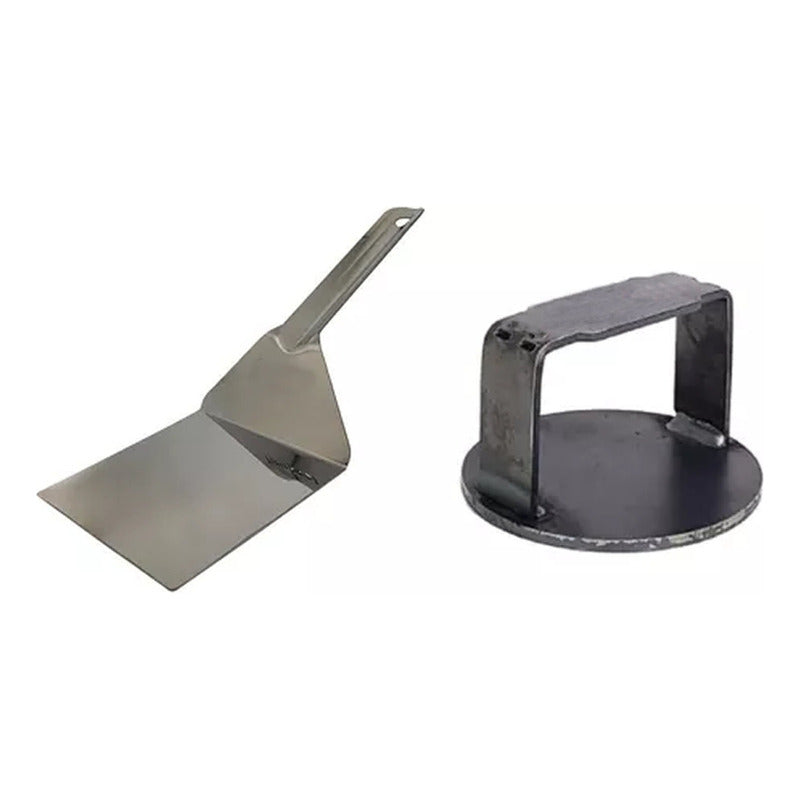 Plancha Bifera 2 H + Espatula Acero Inox + Smasher 11 De Cms Gris Oscuro