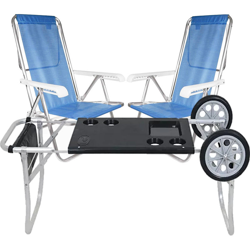 Carro Carrito Playero + 2 Reposeras A Tienda Oficial Azul