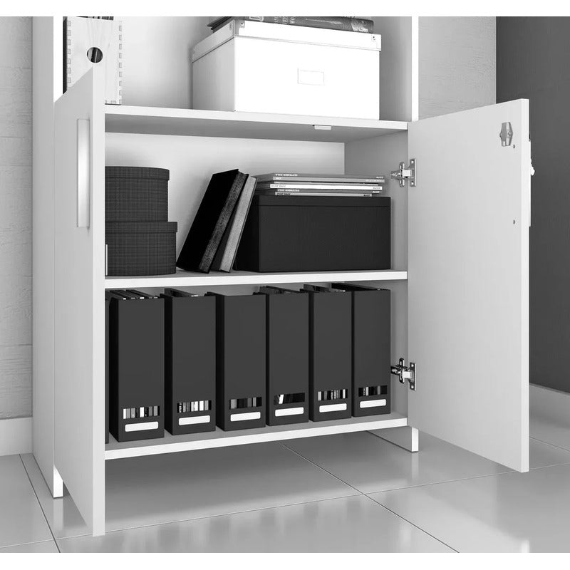 Biblioteca Multiuso Escritorio Exahome Oficina Con Llave Nogal