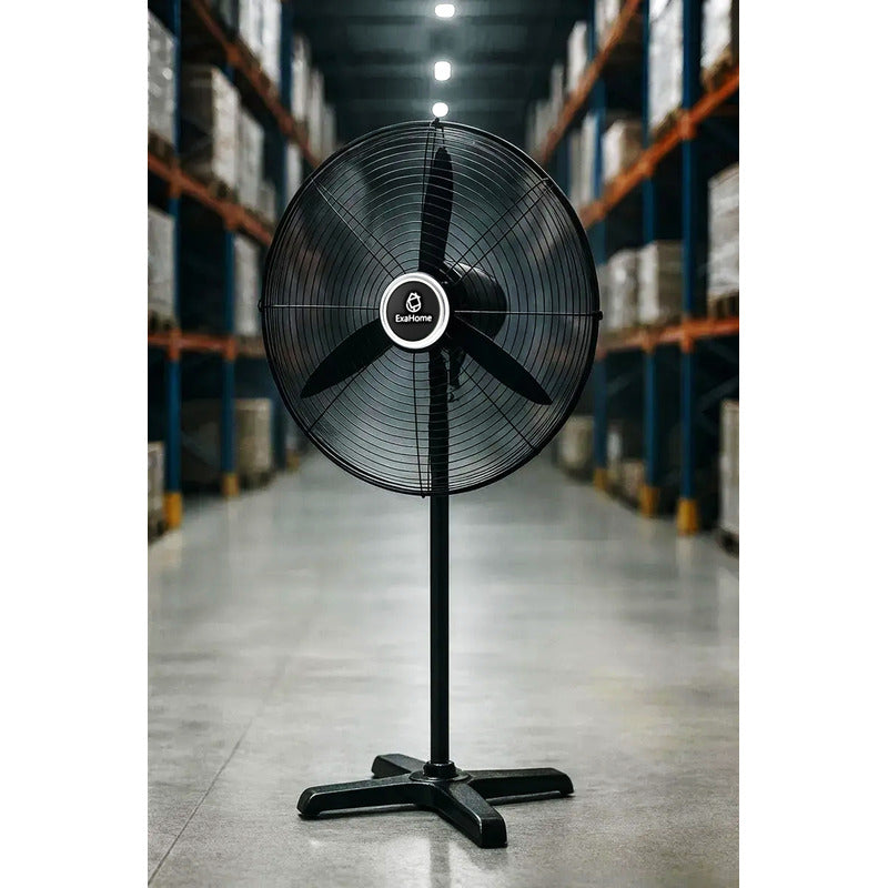 Ventilador Exahome Industrial 26 Pulgadas Pie Pared - 75 Cm - Negro - Gris - Metal - 3