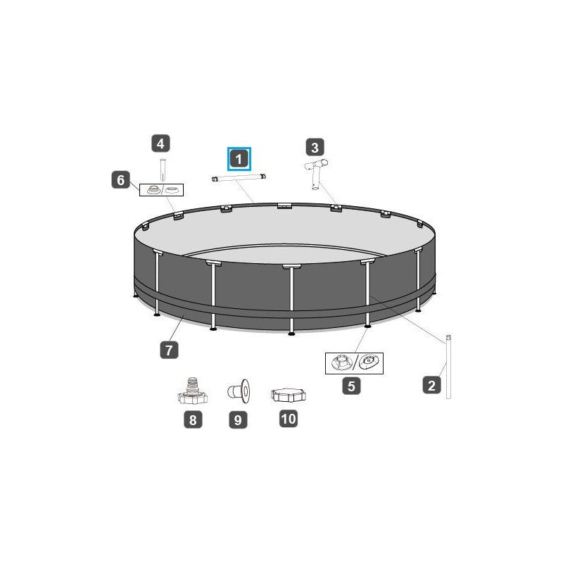 Repuesto Caño Metálico Oval Horizontal Pileta Bestway 366