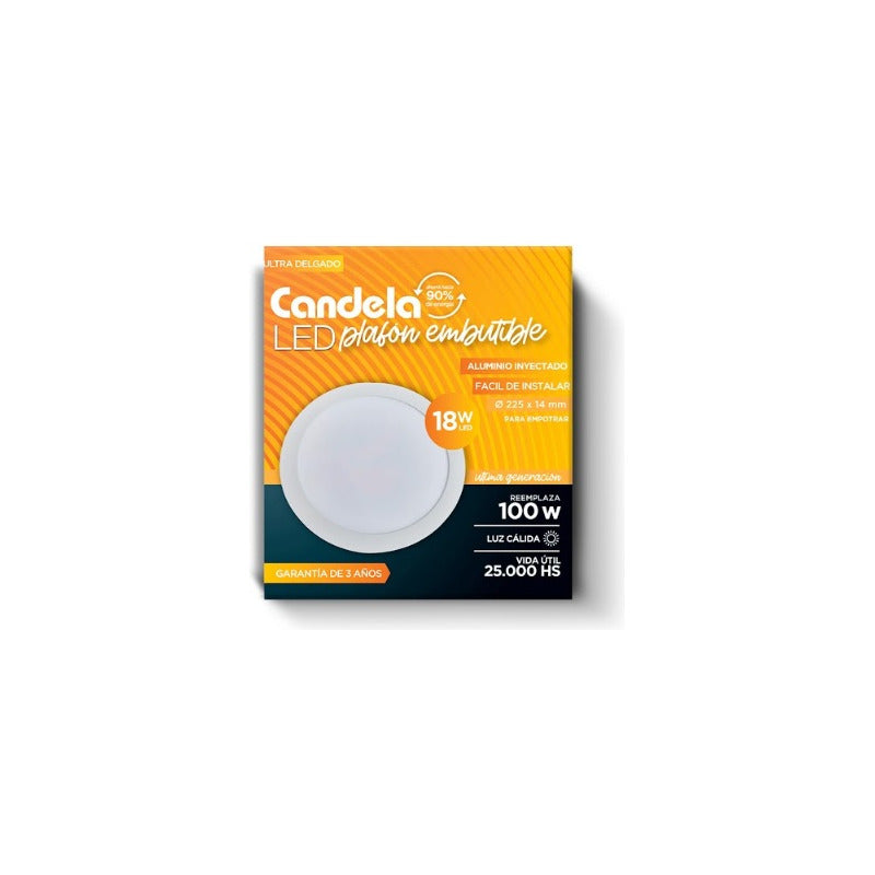 Plafon Panel Led Embutible Redond Tienda Oficial Blanco Cálido