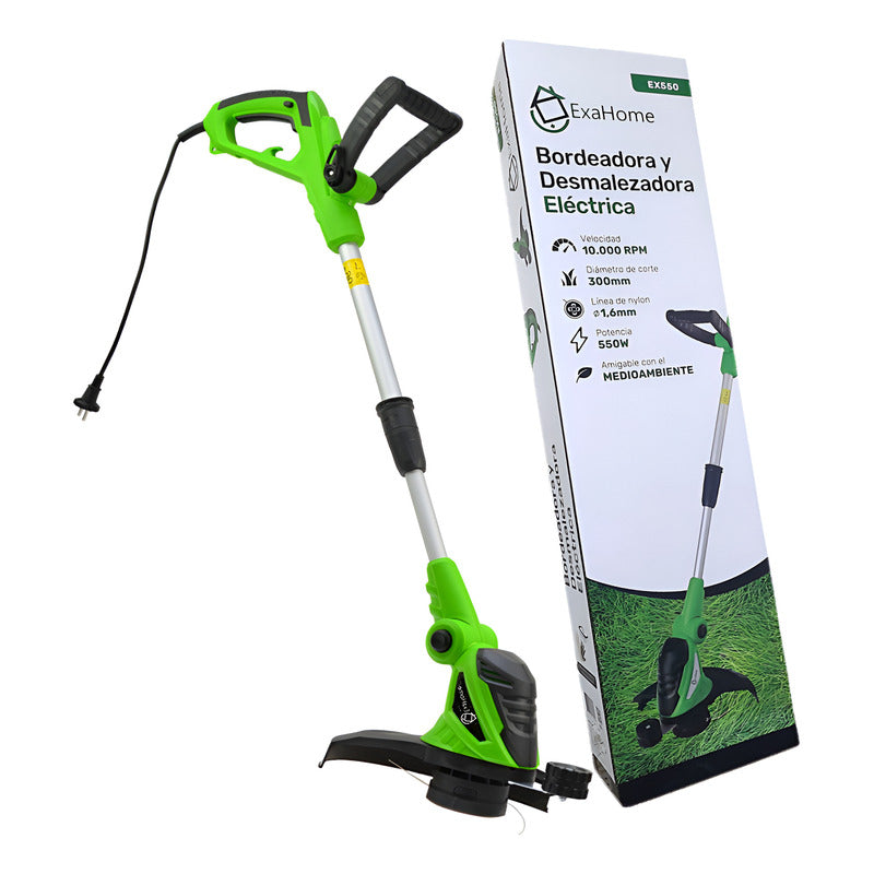 Bordeadora Electrica Exahome Telescopica De Aluminio 550w Verde