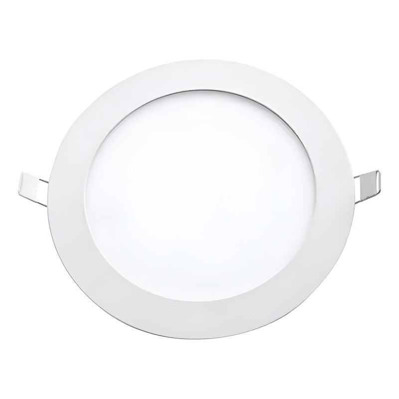Plafon Panel Led Embutible Redondo 18w Fria Pack 10u Blanco Frío