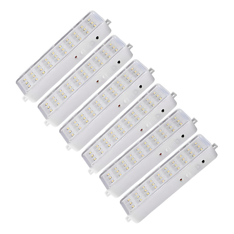 Pack 6 Unid Luz De Emergencia Litio 30 Led 220v Recargable Blanco