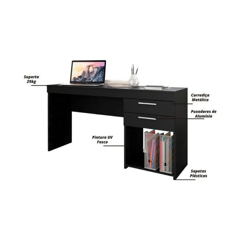 Escritorio Exahome Mesa De Pc Con Corredera Metálica Premium Nogal