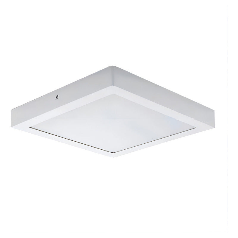 Plafon Con Base Cuadrado 12w Led Luz Calida Estructura Blanco Cálido