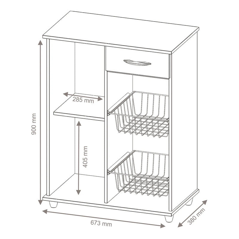 Mueble Frutero Organizador Cocina Porta Microondas Exahome Blanco