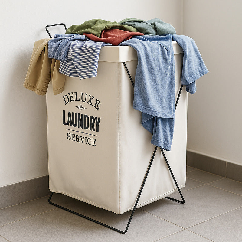 Cesto Canasto Ropa Sucia Exahome Tela Impermeable Plegable Blanco Lisa