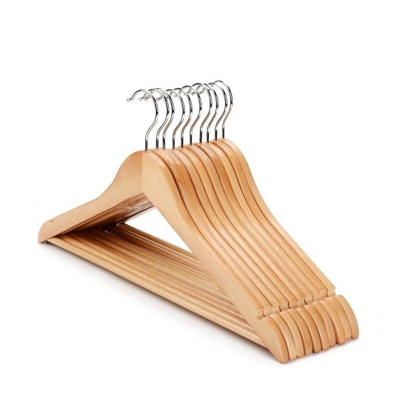 Perchas De Madera Lustrada Exahome Elegante Pack 48 Unidades Natural