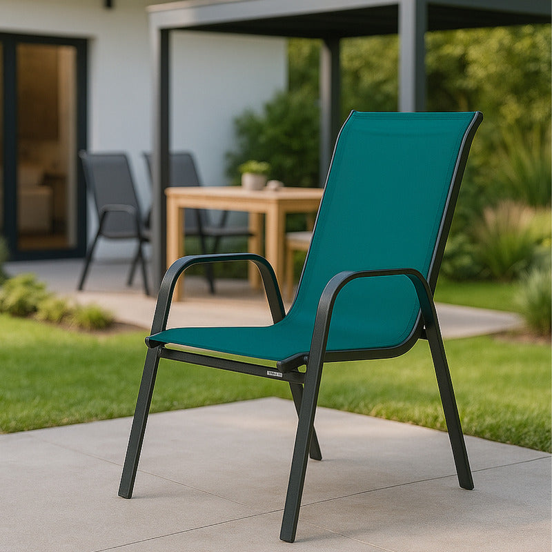 2 Sillas Reposera Textileno Apilable Jardin Country Hogar