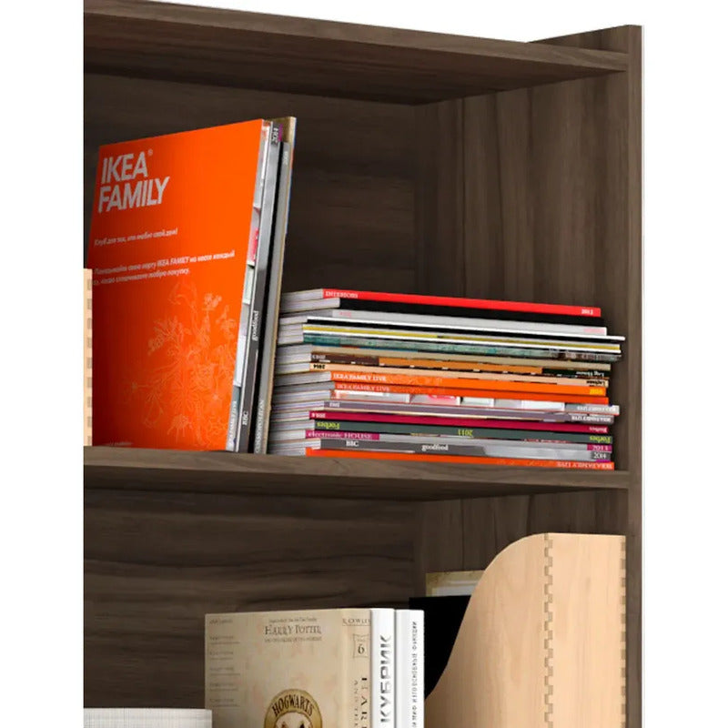 Biblioteca Multiuso Escritorio Exahome Oficina Con Llave Nogal