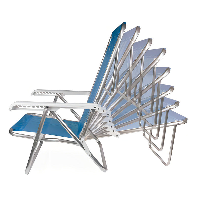 Reposera Silla Aluminio 8 Posiciones Exahome Playa Camping Azul Marino