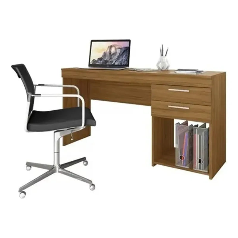 Escritorio Exahome Mesa De Pc Con Corredera Metálica Premium Roble