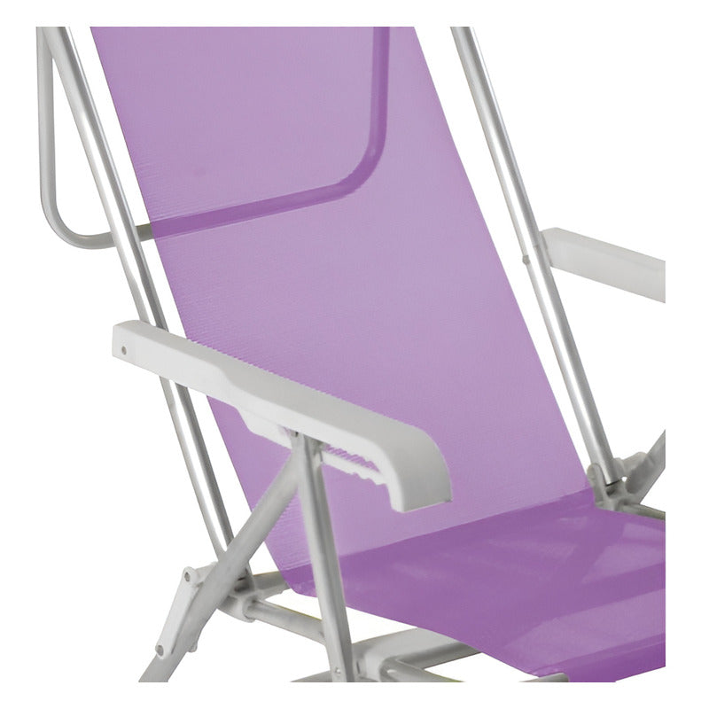 Reposera Silla Aluminio 8 Posiciones Exahome Playa Camping Lila