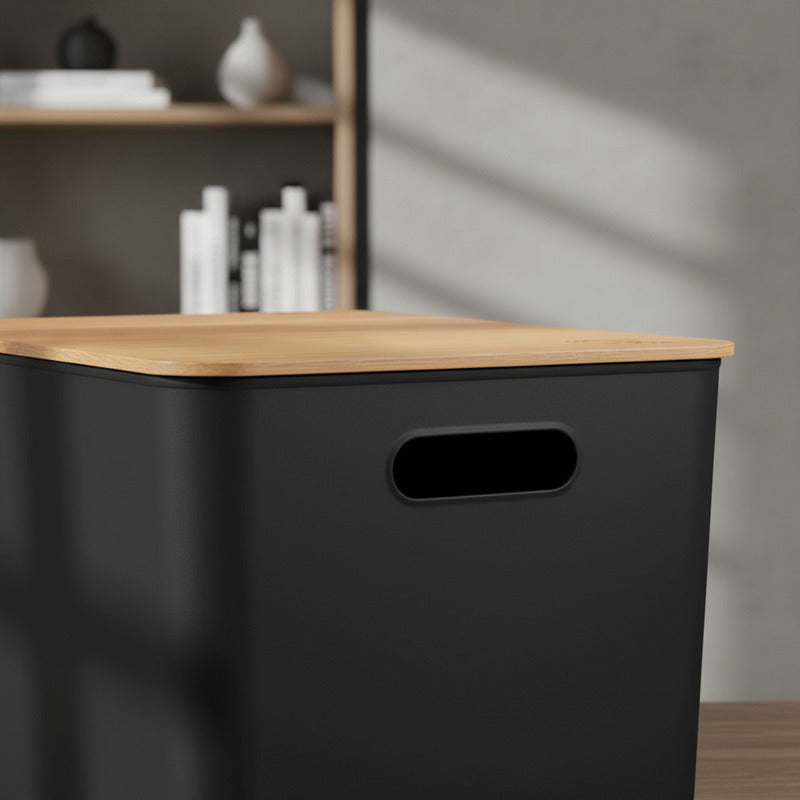 Cajas Organizadoras Paris Tapa De Madera Exahome X 3 Cajas