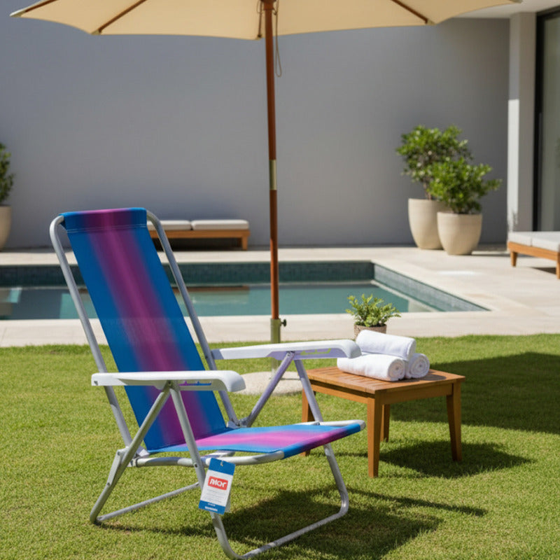 Reposera 4 Posiciones Mor Silla Playera Playa Camping Jardin Varios Colores