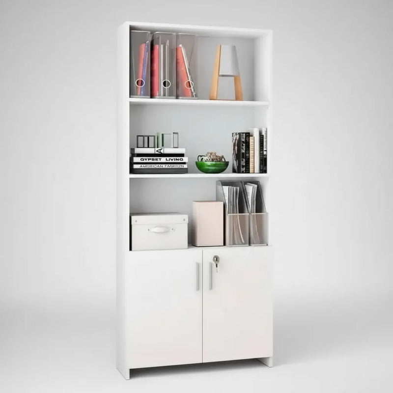 Biblioteca Multiuso Escritorio Exahome Oficina Con Llave Blanco