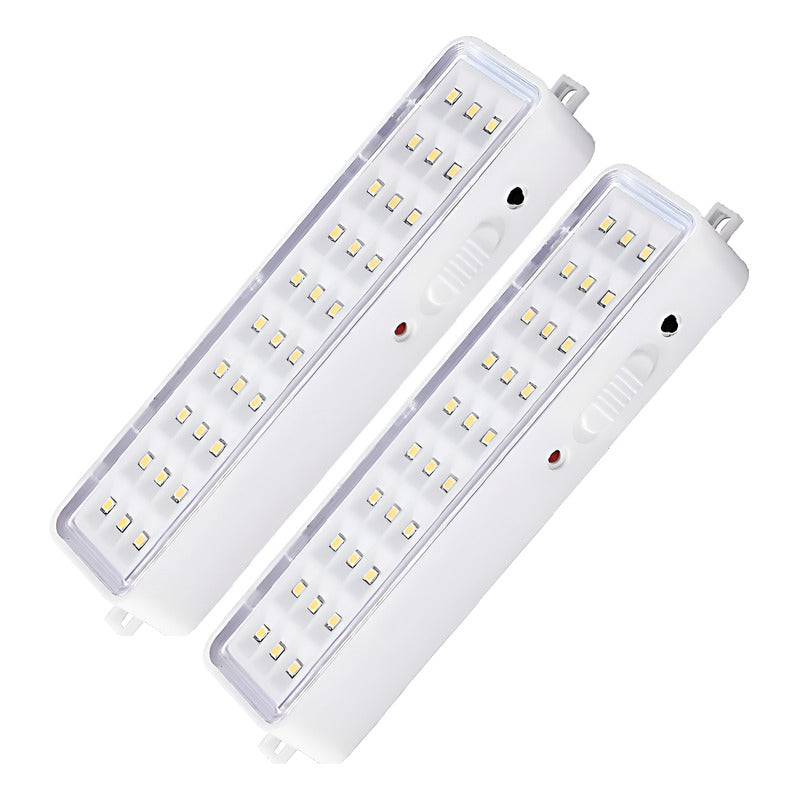 Pack 2 Unid Luz De Emergencia Exahome 30 Led 220v Recargable Blanco