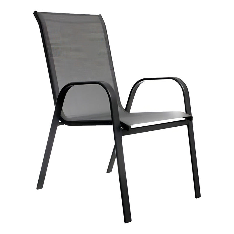 Silla Jardín Reposera Apilable Hogar Country Diseño Elegante Gris