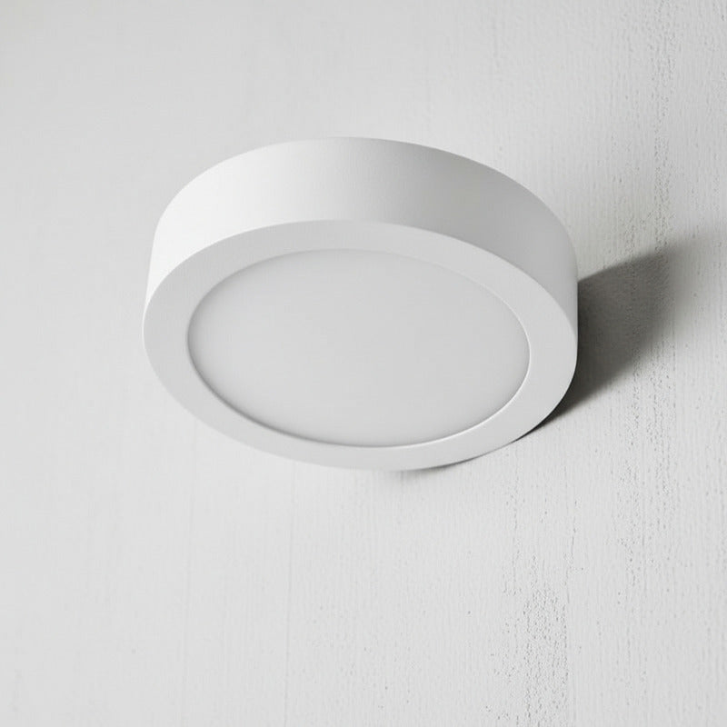 Plafon Redondo Con Base Circular 18w Luz Calida Pack 10u Blanco Cálido