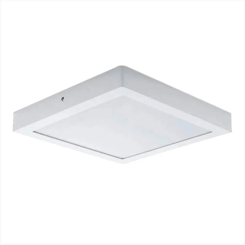 Plafon Cuadrado Con Base 18w Led Luz Fria Pack 20u Blanco Frío
