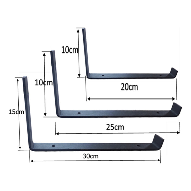 3 Mensulas De Acero M25 P/ Estante Exahome 20, 25 O 30cm