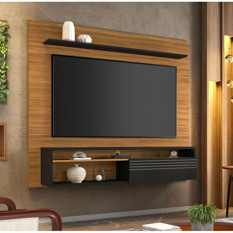 Rack Tv Con Panel Premium Exahome 65 Pulgadas Exclusivo Negro