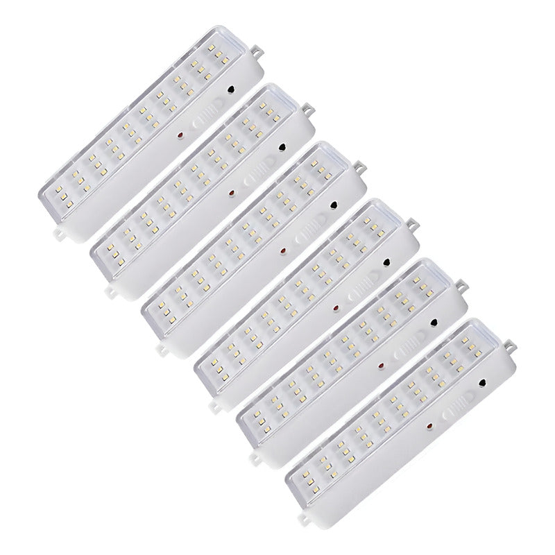 Pack 12 Unid Luz Emergencia Litio 30 Led Recargable Slim Blanco