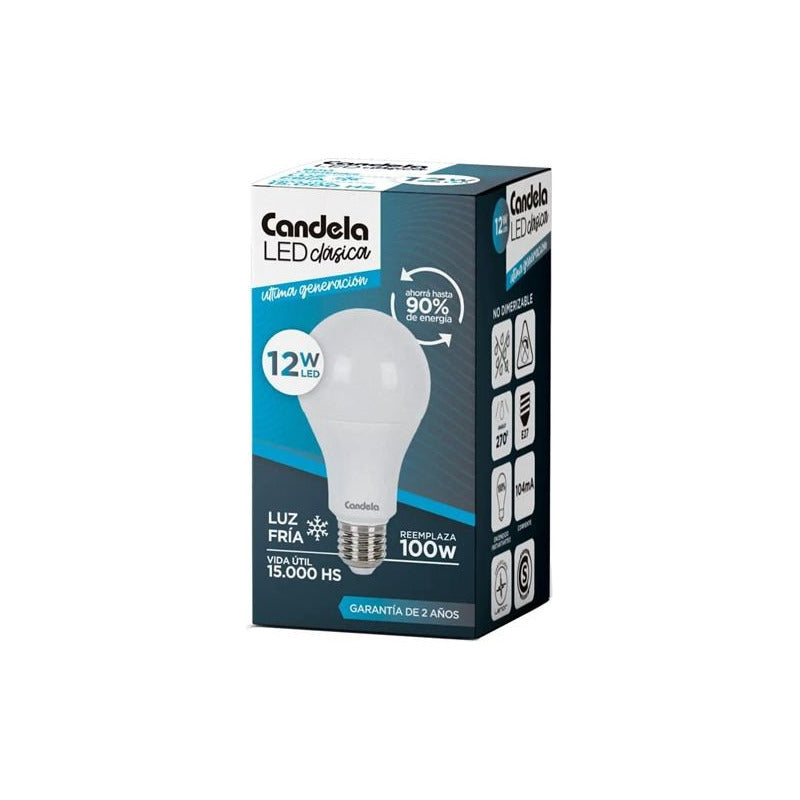 10 Lámparas Focos Led 12w 100w Luz Fría Candela Clásica Color De La Luz Blanco Frío