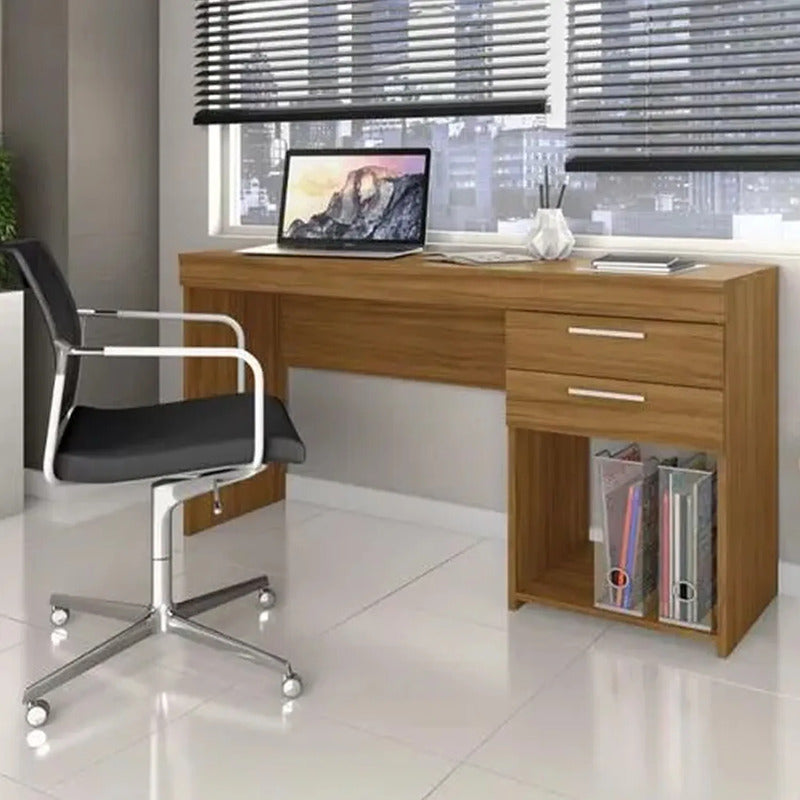 Escritorio Exahome Mesa De Pc Con Corredera Metálica Premium Roble