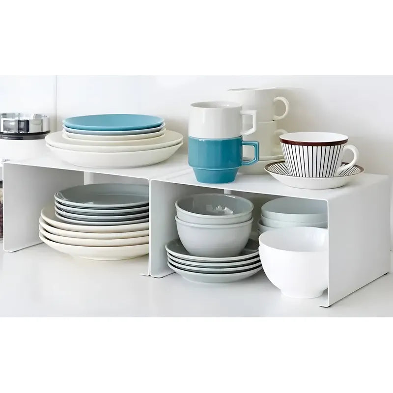 2 Organizadores Estante Alacena Reforzado Cocina Armario Exahome Color Blanco