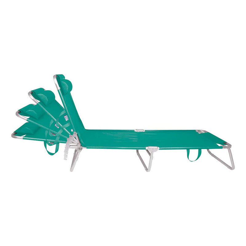 Reposera Cama Exahome 4 Posiciones Reclinable Aluminio Anis Anís