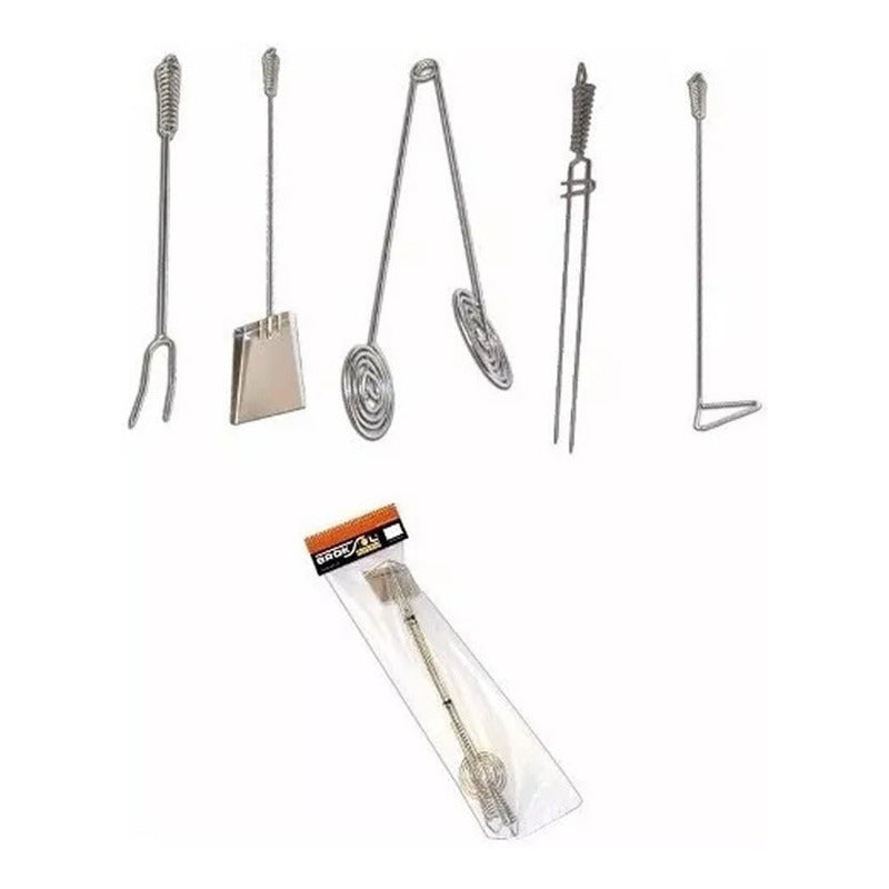 Set 5 Accesorios Niquelados Parrillero Asado Parrilla Asador