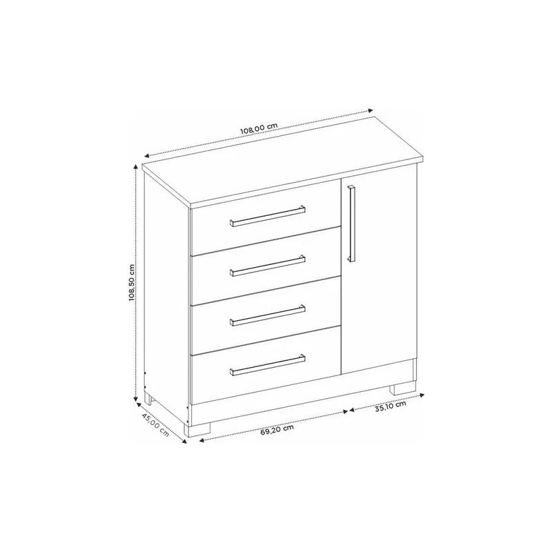 Comoda Cajonera Chifonier Exahome Exclusivo Placard Blanco