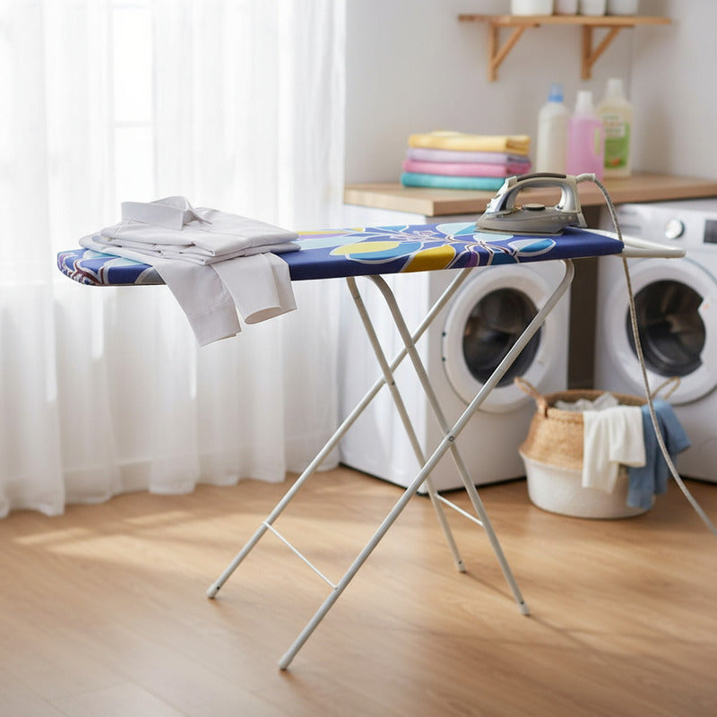 Tabla De Planchar Plegable Con Apoya Plancha Ropa Floreado Azul