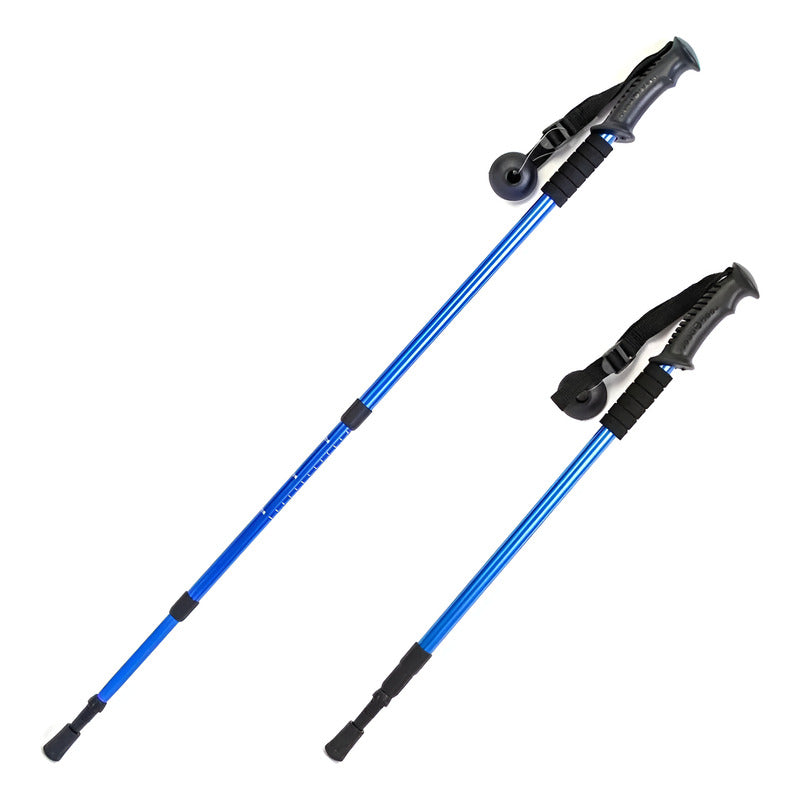 Baston De Trekking Plegable Telescópico Aluminio 65-135cm Azul
