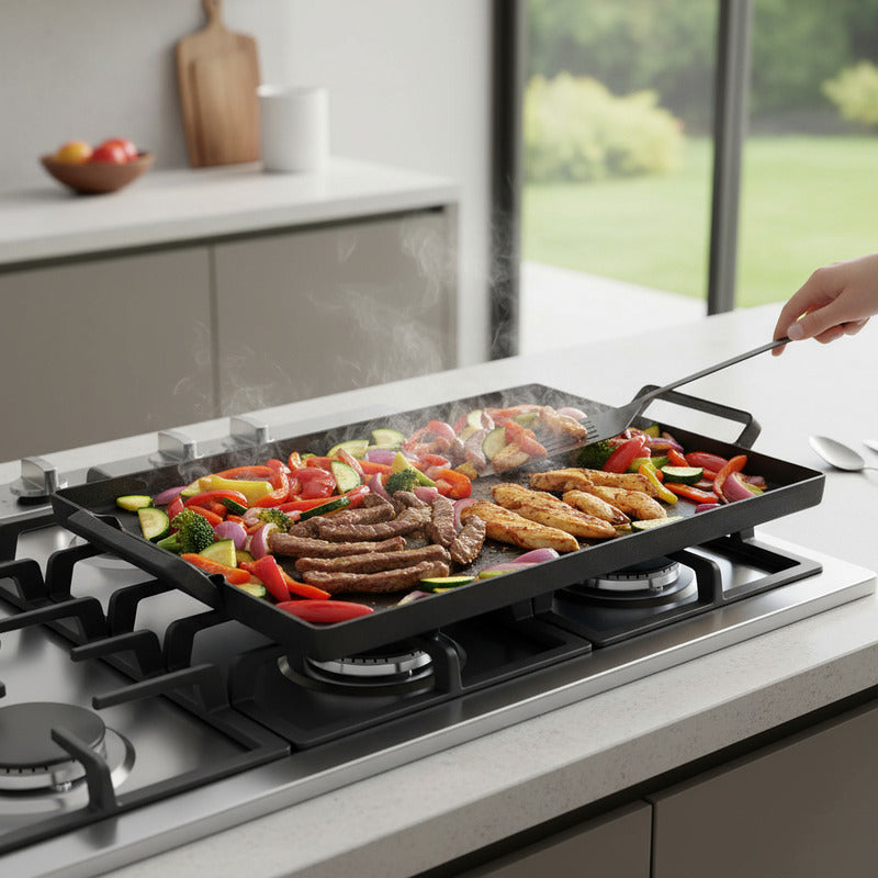 Plancha Bifera 2 Hornallas  Exahome Cocina Parrilla Plancha Negro