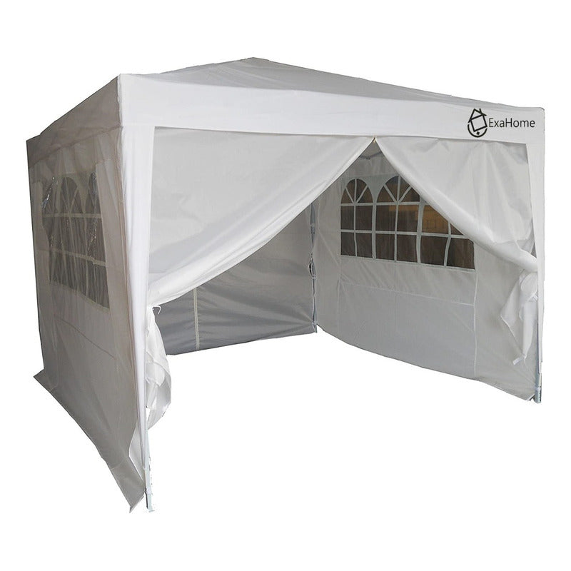 Gazebo De Rafia 3x3 Puerta Paredes Ventanas + Bolso Exahome Blanco