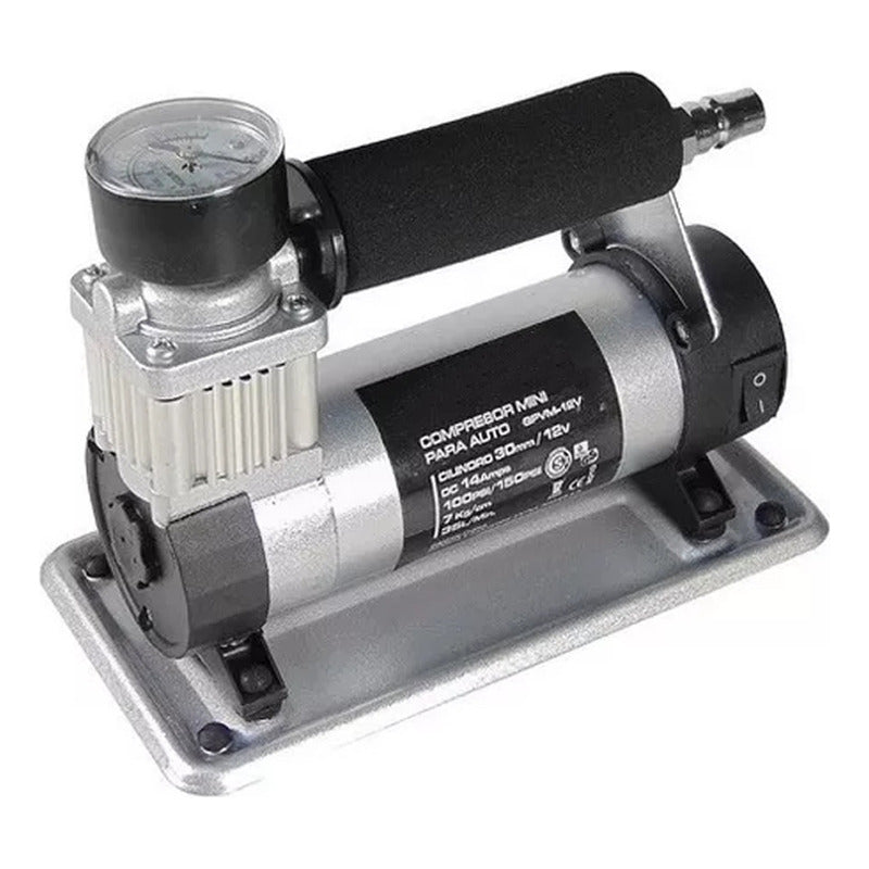 Compresor Exahome Para Auto De Aluminio 3 Picos Manguera Color Gris