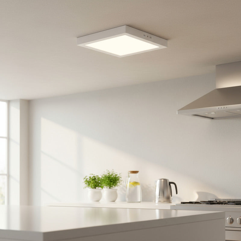 Plafon Cuadrado Con Base 18w Led Luz Calida