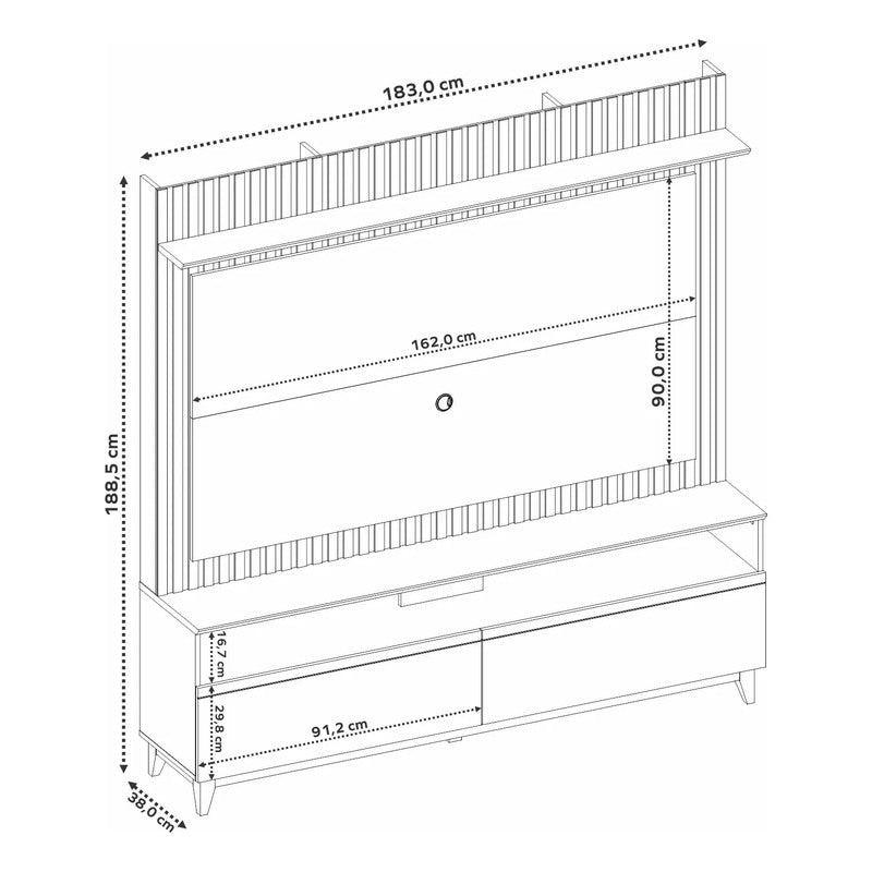 Rack Tv Completo Premium Exahome Mueble Televisión Exclusivo Negro