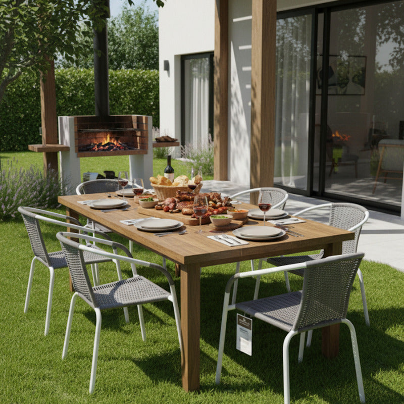 4 Sillas Rattan Apilable Hogar Jardi Tienda Oficial Gris